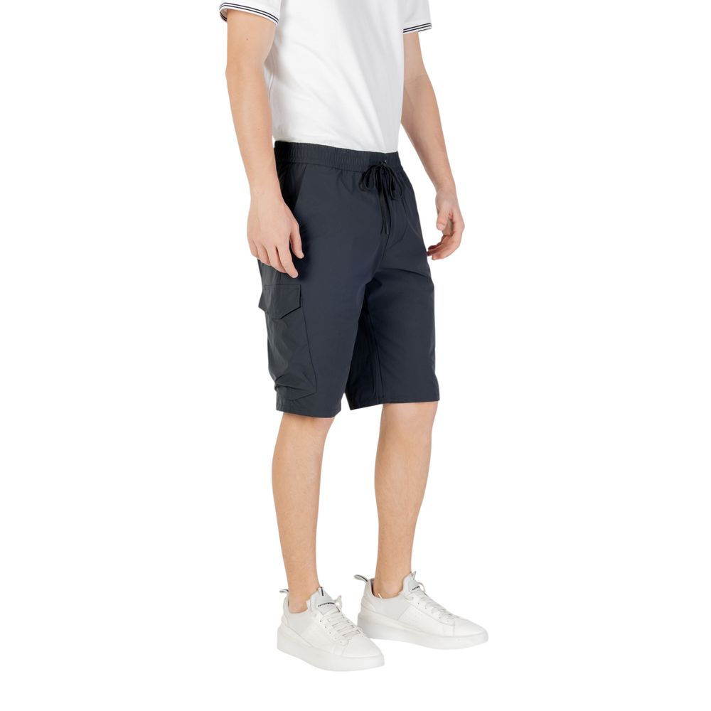 Blue Synthetic Bermuda Shorts with Pockets