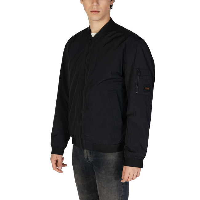 Black Polyamide Jackets & CoatThe Boss Olmec 10269898 01 50536798 men’s jacket is the perfect choice for those seeking a contemporary and refined style. Crafted from a premium blend of 75% polyamide and 25% cotton, it offers durability, lightweight comfor