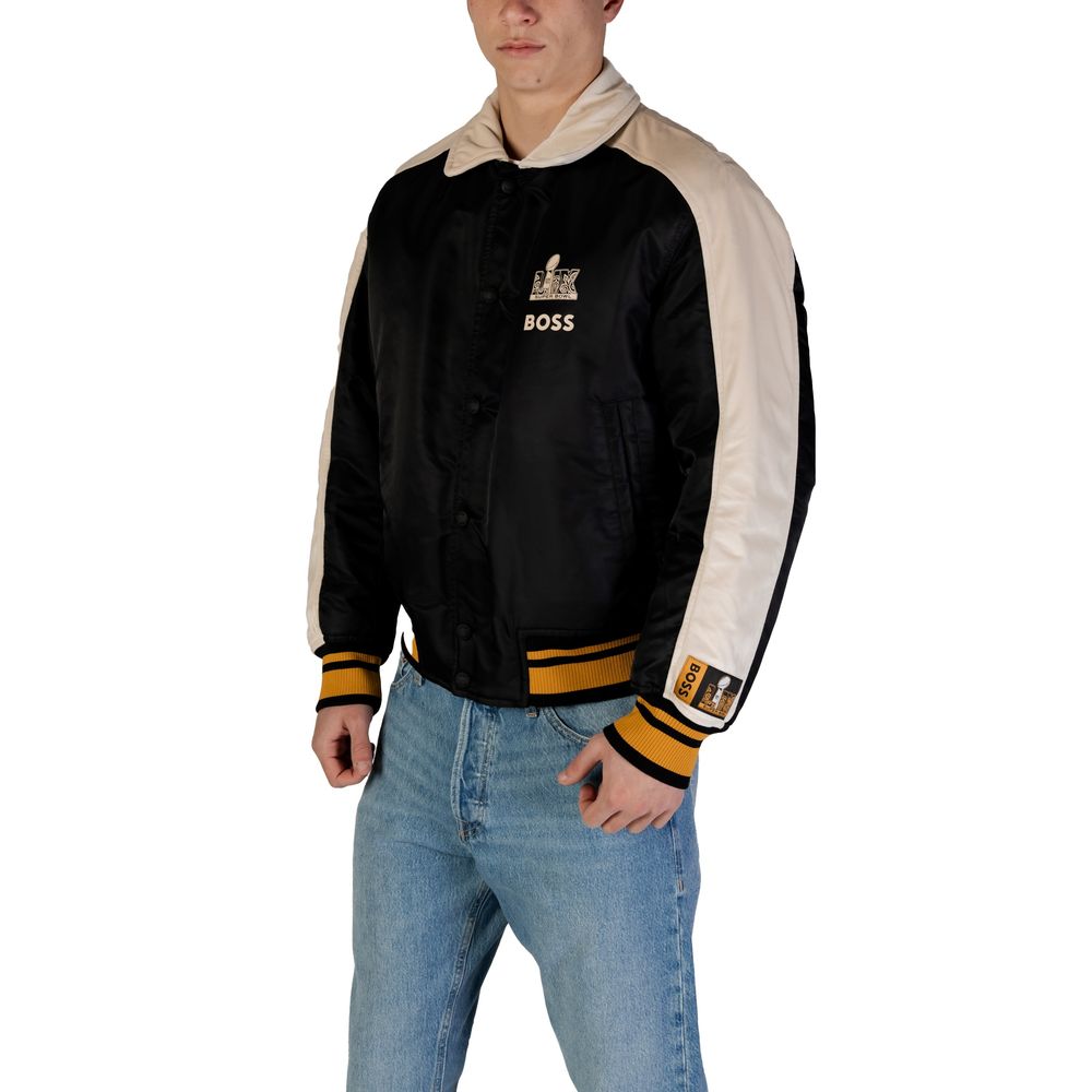 Black Polyamide BomberThe Boss Cutback2_NFL 10254787 01 50535088 men’s jacket combines sporty style with urban sophistication. Made from 100% polyamide, this jacket is lightweight, durable, and comfortable in any situation. Its design stands out thanks to
