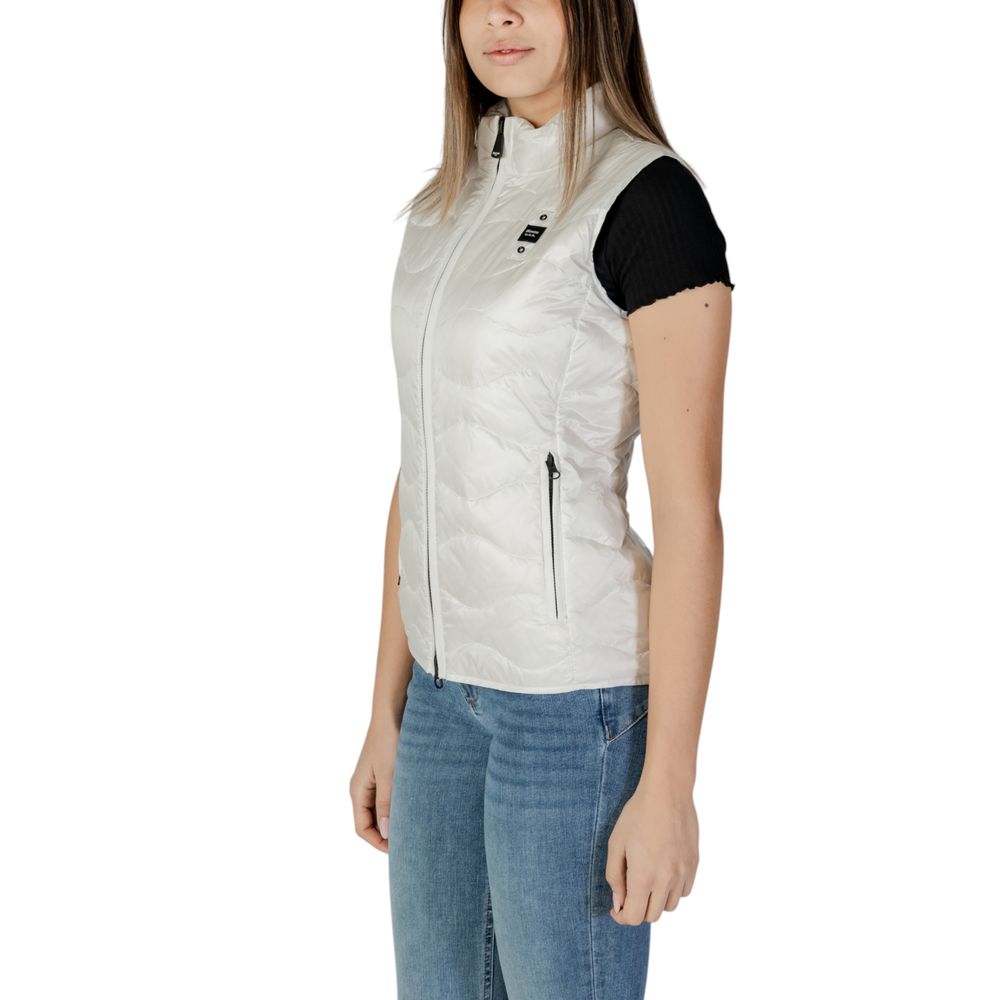 Weiße, ärmellose Steppjacke aus Synthetikmaterial