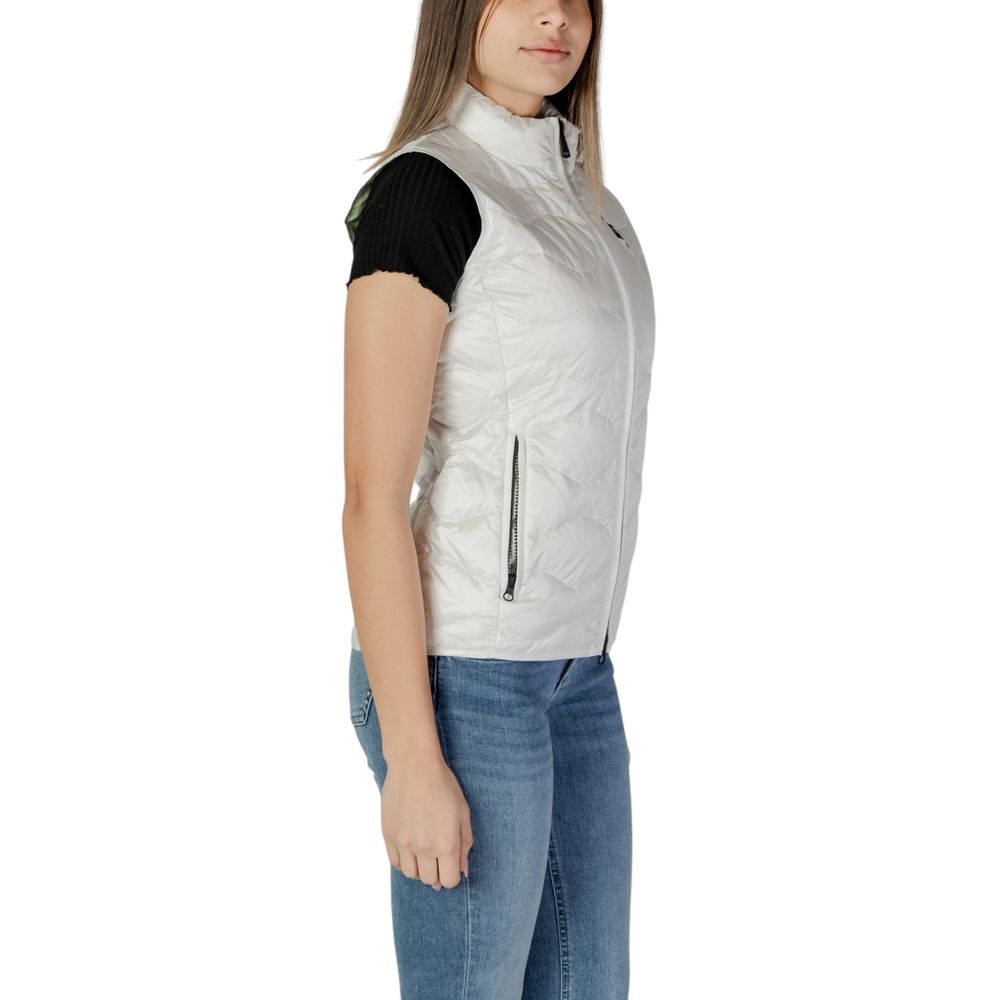 White Synthetic Sleeveless Quilted Jacket