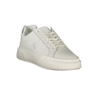 White Leather Women SneakerElevate your footwear collection with the quintessential blend of comfort and style from Calvin Klein. These chic sneakers boast a pristine white palette, accented by striking silver details that command attention. Designed for