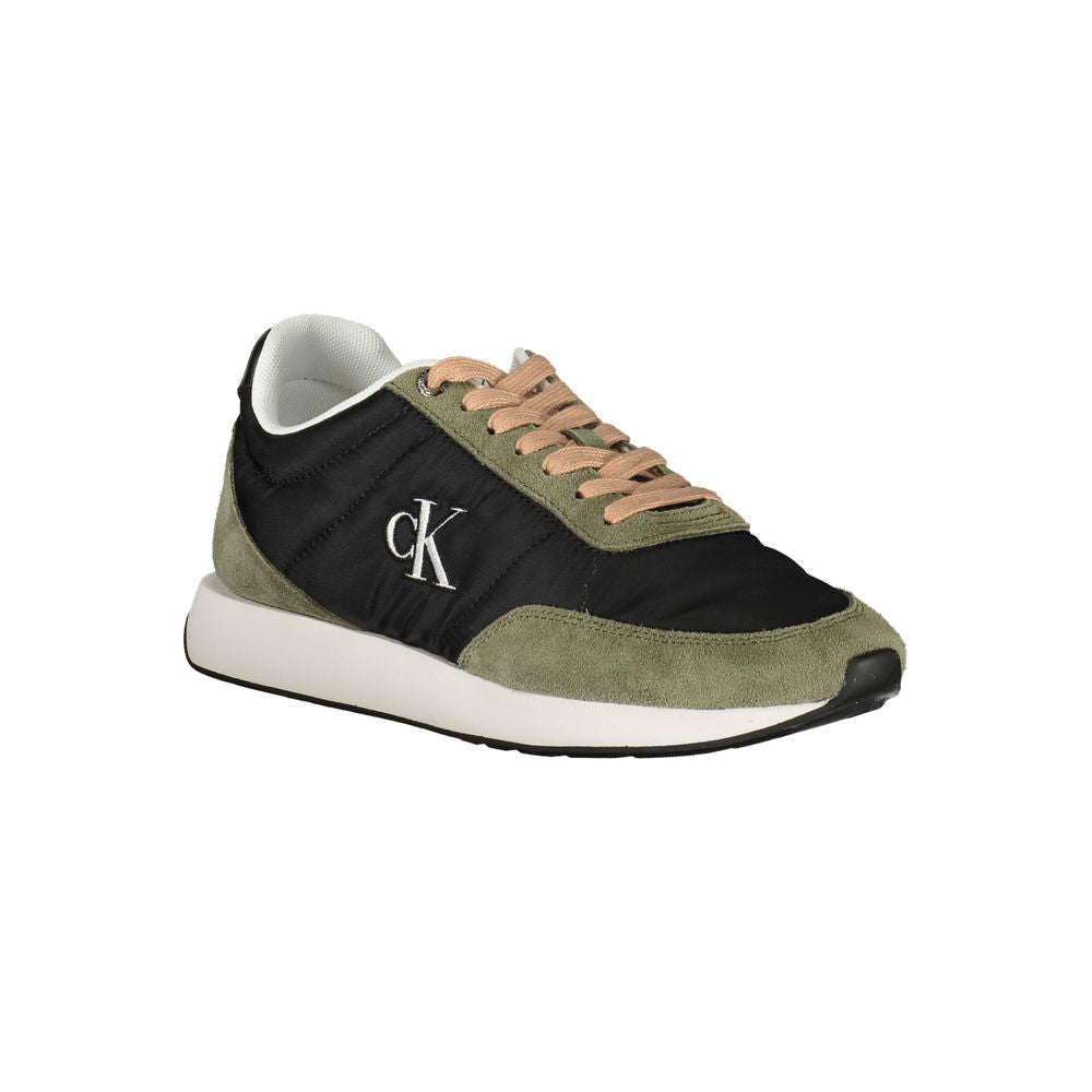 Black Leather Women SneakerUnleash your dynamic edge with the Calvin Klein sports sneakers that blend fashion with function in an extraordinarily chic way. These sneakers are a testament to modern design, featuring striking green accents that pop against