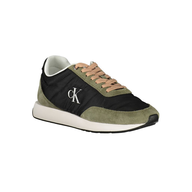 Black Leather Women SneakerUnleash your dynamic edge with the Calvin Klein sports sneakers that blend fashion with function in an extraordinarily chic way. These sneakers are a testament to modern design, featuring striking green accents that pop against