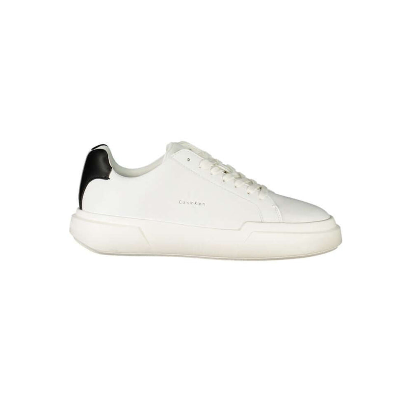 White Leather Women SneakerStep into the realm of high-end sophistication with Calvin Klein’s latest sneaker, combining athletic comfort with a chic aesthetic. White serves as the perfect canvas, accentuated by contrasting black details for an effortlessl