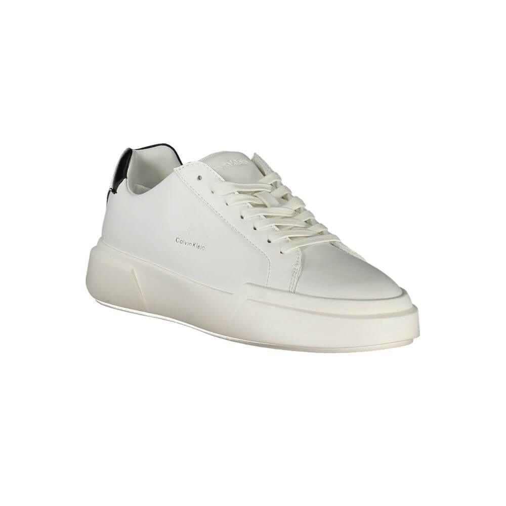 White Leather Women SneakerStep into the realm of high-end sophistication with Calvin Klein’s latest sneaker, combining athletic comfort with a chic aesthetic. White serves as the perfect canvas, accentuated by contrasting black details for an effortlessl