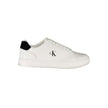 White Leather Men SneakerUnleash your athletic edge with this sleek pair of Calvin Klein sneakers. Boasting a daring fusion of classic design and contemporary flair, each shoe features a bold white palette contrasted with striking black accents. The remov