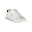 White Leather Men SneakerUnleash your athletic edge with this sleek pair of Calvin Klein sneakers. Boasting a daring fusion of classic design and contemporary flair, each shoe features a bold white palette contrasted with striking black accents. The remov