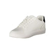 White Leather Men SneakerUnleash your athletic edge with this sleek pair of Calvin Klein sneakers. Boasting a daring fusion of classic design and contemporary flair, each shoe features a bold white palette contrasted with striking black accents. The remov