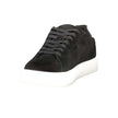 Black Leather Men SneakerElevate your sneaker game with the striking Calvin Klein sports shoes, blending bold contrast with unparalleled versatility. A sleek black design meets eye-catching white details, while the removable footbed ensures customizable c