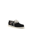 Black Cotton Slip-On LoafersThe Boat Shoes by Dsquared2 combine traditional structure with lightweight materials. Featuring a cotton upper and a white rubber sole, they offer comfort, breathability, and practicality. Ideal for those seeking a relaxed yet