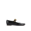 Black Calfskin Ballet FlatsDescription: – Composition: 100% calf leather – Inner: Leather – Insole: Leather – Sole: Leather – Patent effect – Branded insole – Asymmetrical toe design – Oversized Gold buckle with Chloé engraving – Made in Italy – Gender: W