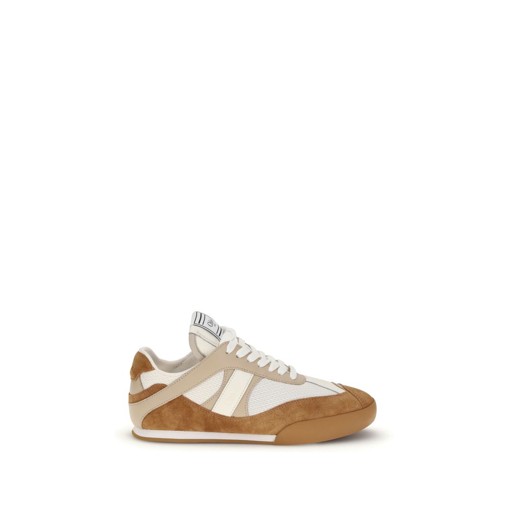 Brown Calf Leather Bos Taurus Athletic SneakersThe Kick Sneakers by Chloé are inspired by the worlds of ballet and boxing. Made from recycled technical mesh and a mix of smooth and suede calfskin, they feature an updated design with a lighter silhouette a