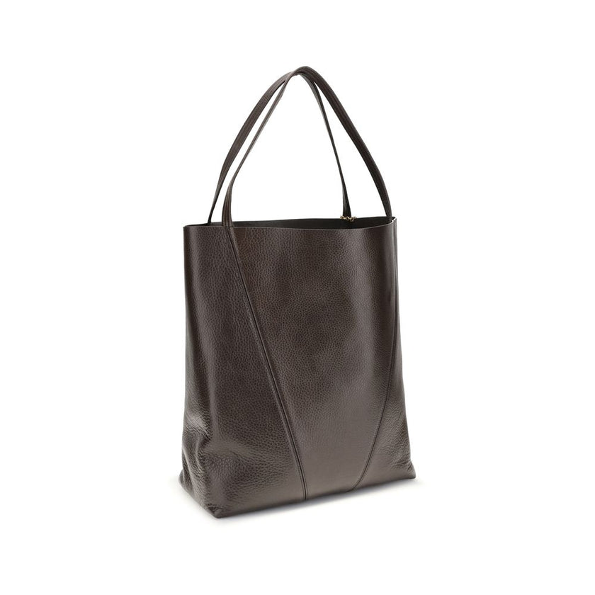 Brown Calf Leather Bos Taurus Shoulder BagChloé’s Spin Large Tote Bag is crafted in glossy garnet cowhide and features a minimalist silhouette with graphic and elegant lines. A distinctive detail is the hanging chain with Chloé medals and the Horse emblem