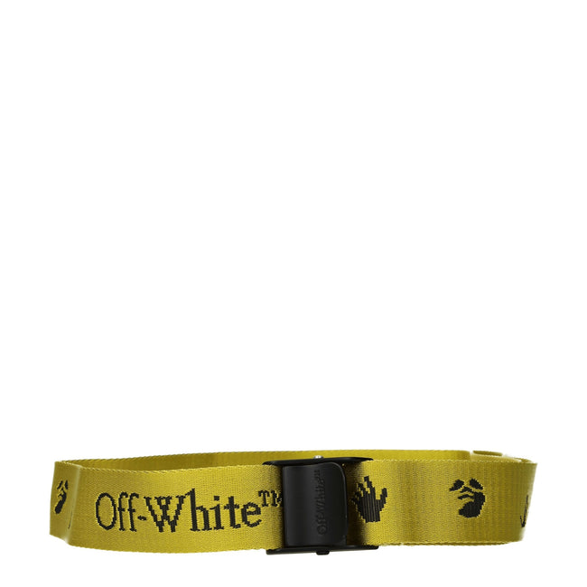 Yellow Fabric Regular BeltDescription: The product with MPN OWRB035FAB0011810 and code F62492 fabric in yellow is a belts designed by Off-White. It has features like with the possibility of shortening to the desired size, logo. Additional Info: Color deta