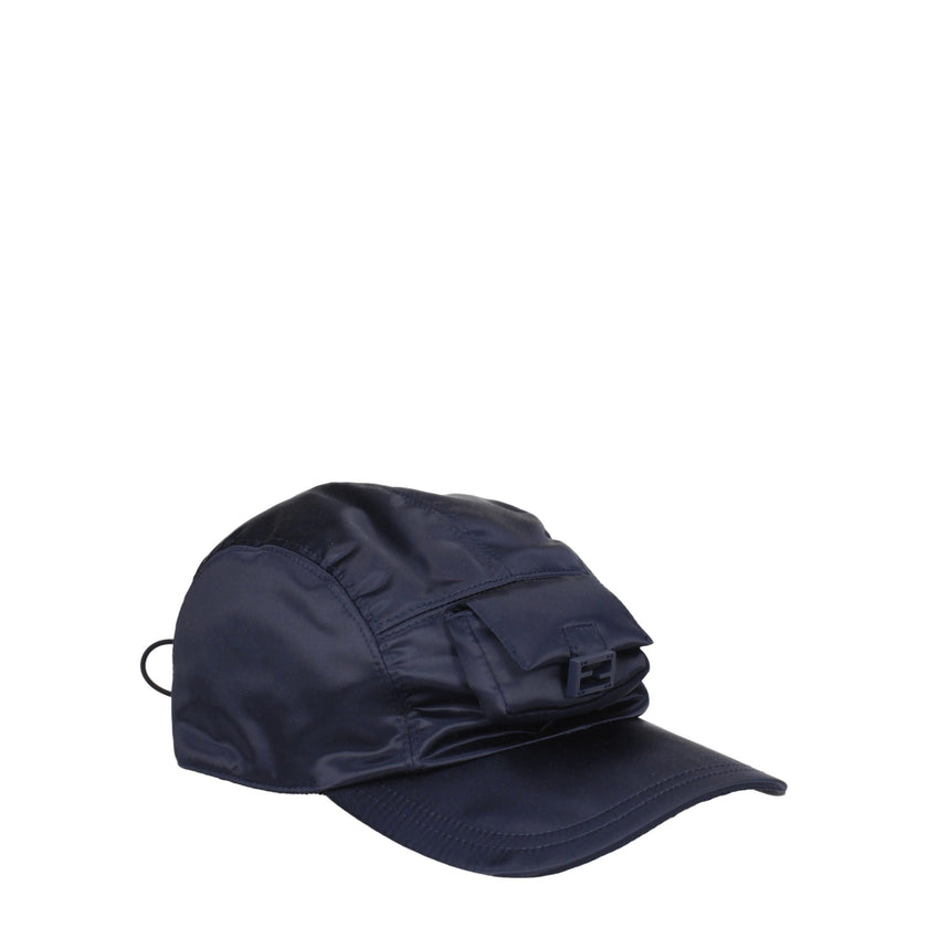 Blue Polyamide Cap (Baseball Hat)Description: The product with MPN FXQ929AMKVF0QA2 and code F78000 polyamide in blue is a hats designed by Fendi. It has features like front detail, front logo, back logo. Additional Info: Style: Street Closing type: Drawst