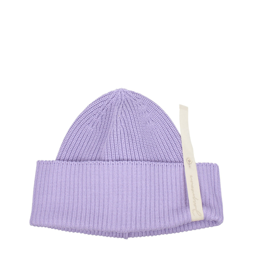 Purple Cotton BeanieDescription: The product with MPN 235AC5475045640 and code F78011 cotton in violet is a hats designed by Jacquemus. It has features like side logo. Additional Info: Style: Casual Materials: Cotton Composition: 100% cotton Secondary col