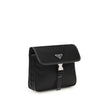 Black Recycled Polyamide Shoulder BagPrada’s re-nylon and saffiano Shoulder Bag combines contemporary style and practicality. It features an adjustable ribbon and leather shoulder strap, a flap closure and snap system, and has an enameled metal triangle l