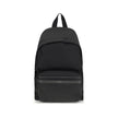 Black Recycled Polyamide BackpackThe Saint Laurent City canvas Backpack combines urban style and sustainability. Crafted with recycled polyamide lining, it features matte black hardware for a modern, refined touch. The two-way zip closure ensures practica