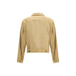 Beige Leather Denim JacketDsquared2’s suede Jacket is a statement piece made from soft suede. It features a front button closure, flap and button pockets on the chest and welt pockets on the sides. Button cuffs and adjustable side buttons at the waist com