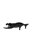 Black Leather Stiletto Heel SandalsDescription: The product with MPN 10130171A089831B00V and code F84700 patent leather in black is a sandals designed by Versace. It has features like front logo, front detail.Black Leather Stiletto Heel Sandals${tagsVersa