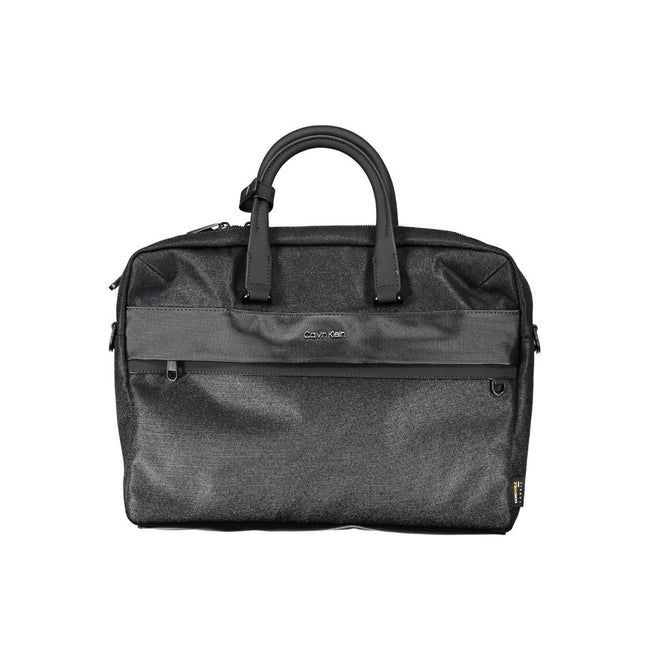 Black Polyester Handbagbriefcase 2 handles, adjustable and removable shoulder strap, 1 external pocket, lap-top case, 2 compartments, 1 internal pocket, pen holder spaces, document holder, zip, logo, 100% recycled polyesterBlack Polyester Handbag${tagsCal