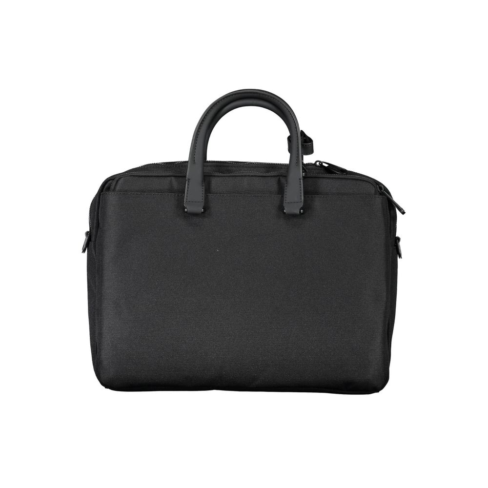 Black Polyester Handbagbriefcase 2 handles, adjustable and removable shoulder strap, 1 external pocket, lap-top case, 2 compartments, 1 internal pocket, pen holder spaces, document holder, zip, logo, 100% recycled polyesterBlack Polyester Handbag${tagsCal