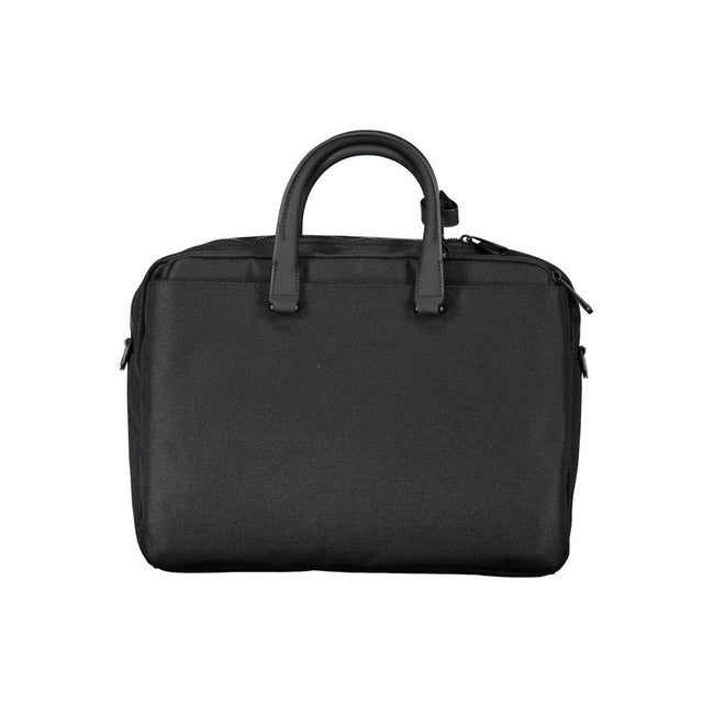 Black Polyester Handbagbriefcase 2 handles, adjustable and removable shoulder strap, 1 external pocket, lap-top case, 2 compartments, 1 internal pocket, pen holder spaces, document holder, zip, logo, 100% recycled polyesterBlack Polyester Handbag${tagsCal