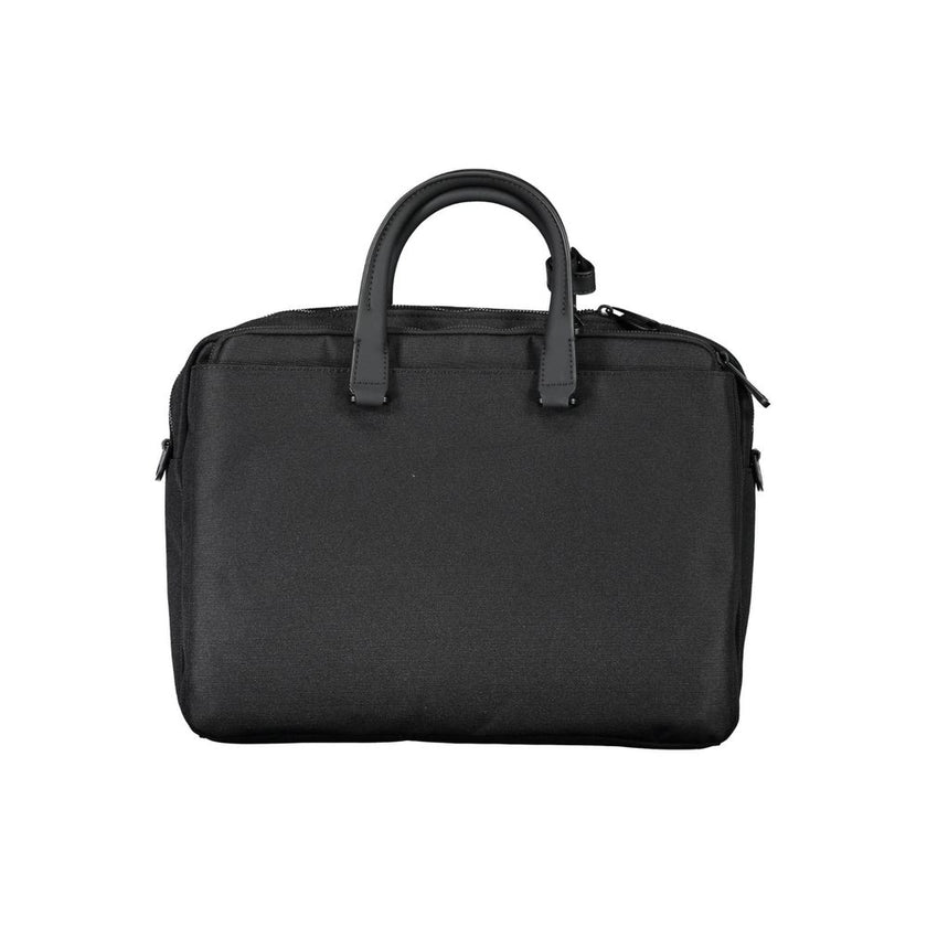 Black Polyester Handbagbriefcase 2 handles, adjustable and removable shoulder strap, 1 external pocket, lap-top case, 2 compartments, 1 internal pocket, pen holder spaces, document holder, zip, logo, 100% recycled polyesterBlack Polyester Handbag${tagsCal