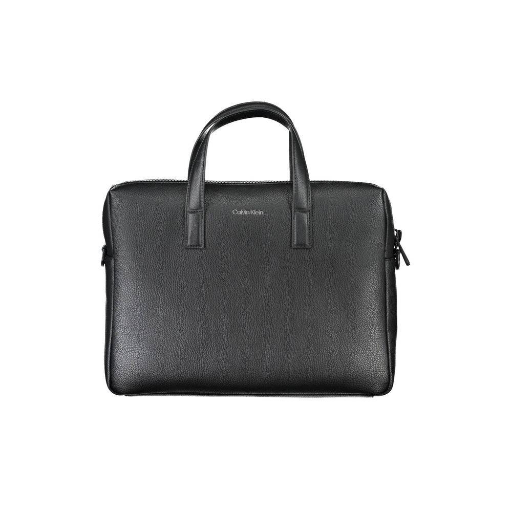 Black Polyester Handbagbriefcase 2 handles, adjustable and removable shoulder strap, 1 inside pocket, 1 laptop compartment, internal pen holder spaces, zip closure, logo, 100% recycled polyesterBlack Polyester Handbag${tagsCalvin KleinAulae Black Polyeste