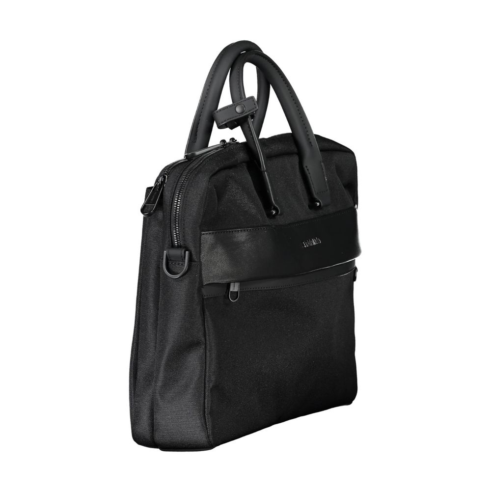 Black Polyester Handbagbriefcase 2 handles, adjustable and removable shoulder strap, 1 external pocket, lap-top case, 2 compartments, 1 internal pocket, pen holder spaces, document holder, zip, logo, 100% recycled polyesterBlack Polyester Handbag${tagsCal