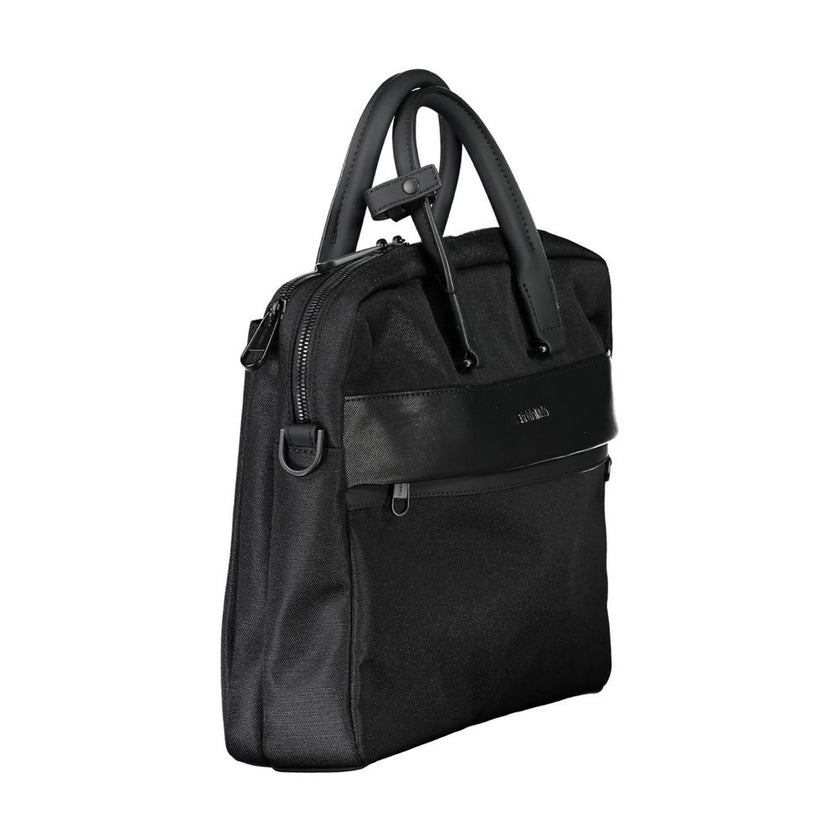 Black Polyester Handbagbriefcase 2 handles, adjustable and removable shoulder strap, 1 external pocket, lap-top case, 2 compartments, 1 internal pocket, pen holder spaces, document holder, zip, logo, 100% recycled polyesterBlack Polyester Handbag${tagsCal