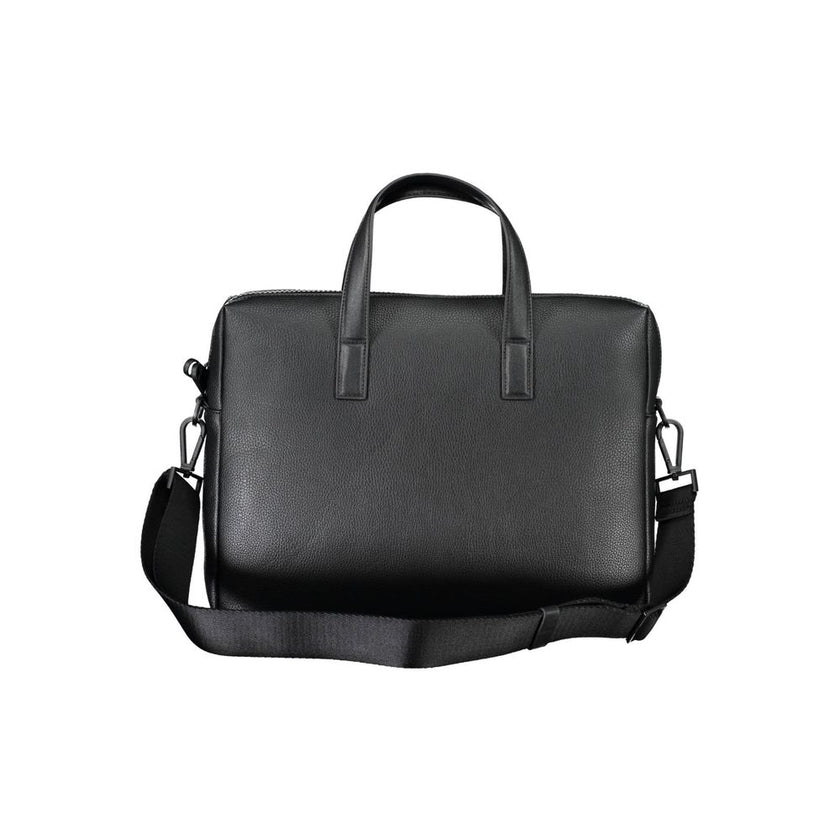 Black Polyester Handbagbriefcase 2 handles, adjustable and removable shoulder strap, 1 inside pocket, 1 laptop compartment, internal pen holder spaces, zip closure, logo, 100% recycled polyesterBlack Polyester Handbag${tagsCalvin KleinAulae Black Polyeste