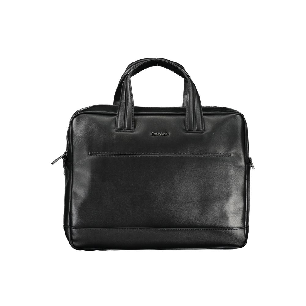 Black Polyester AccessoryBRIEFCASE WITH 2 HANDLES, ADJUSTABLE AND REMOVABLE SHOULDER STRAP, 1 EXTERNAL POCKET, 1 LAP-TOP COMPARTMENT, 1 INTERNAL POCKET, INTERNAL PEN HOLDER SPACES, CONTRASTING DETAILS, ZIP CLOSURE, LOGO, RECYCLED POLYESTERBlack Polyester