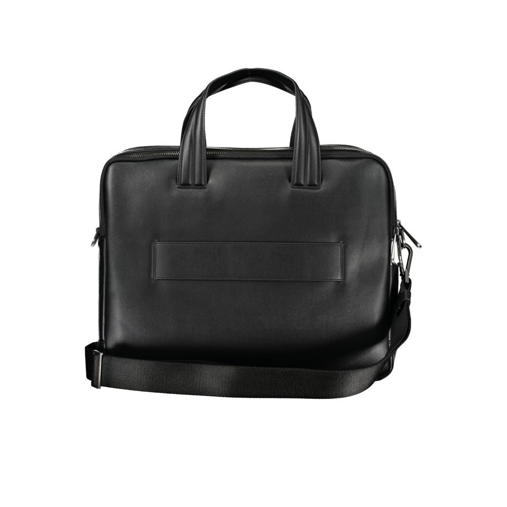 Black Polyester AccessoryBRIEFCASE WITH 2 HANDLES, ADJUSTABLE AND REMOVABLE SHOULDER STRAP, 1 EXTERNAL POCKET, 1 LAP-TOP COMPARTMENT, 1 INTERNAL POCKET, INTERNAL PEN HOLDER SPACES, CONTRASTING DETAILS, ZIP CLOSURE, LOGO, RECYCLED POLYESTERBlack Polyester