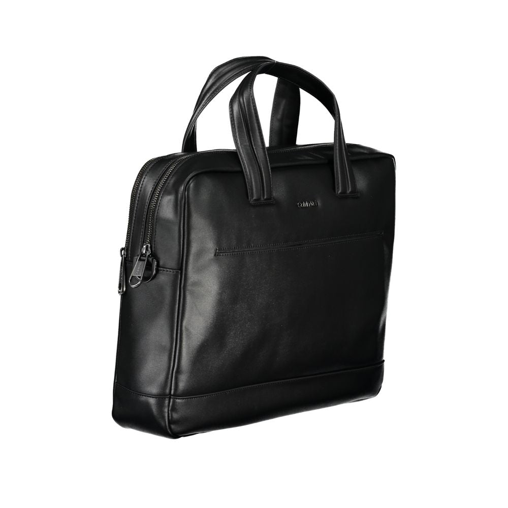 Black Polyester AccessoryBRIEFCASE WITH 2 HANDLES, ADJUSTABLE AND REMOVABLE SHOULDER STRAP, 1 EXTERNAL POCKET, 1 LAP-TOP COMPARTMENT, 1 INTERNAL POCKET, INTERNAL PEN HOLDER SPACES, CONTRASTING DETAILS, ZIP CLOSURE, LOGO, RECYCLED POLYESTERBlack Polyester
