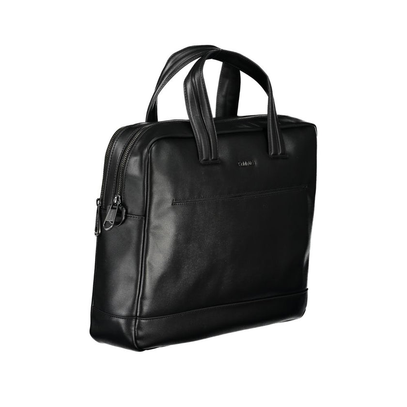 Black Polyester AccessoryBRIEFCASE WITH 2 HANDLES, ADJUSTABLE AND REMOVABLE SHOULDER STRAP, 1 EXTERNAL POCKET, 1 LAP-TOP COMPARTMENT, 1 INTERNAL POCKET, INTERNAL PEN HOLDER SPACES, CONTRASTING DETAILS, ZIP CLOSURE, LOGO, RECYCLED POLYESTERBlack Polyester