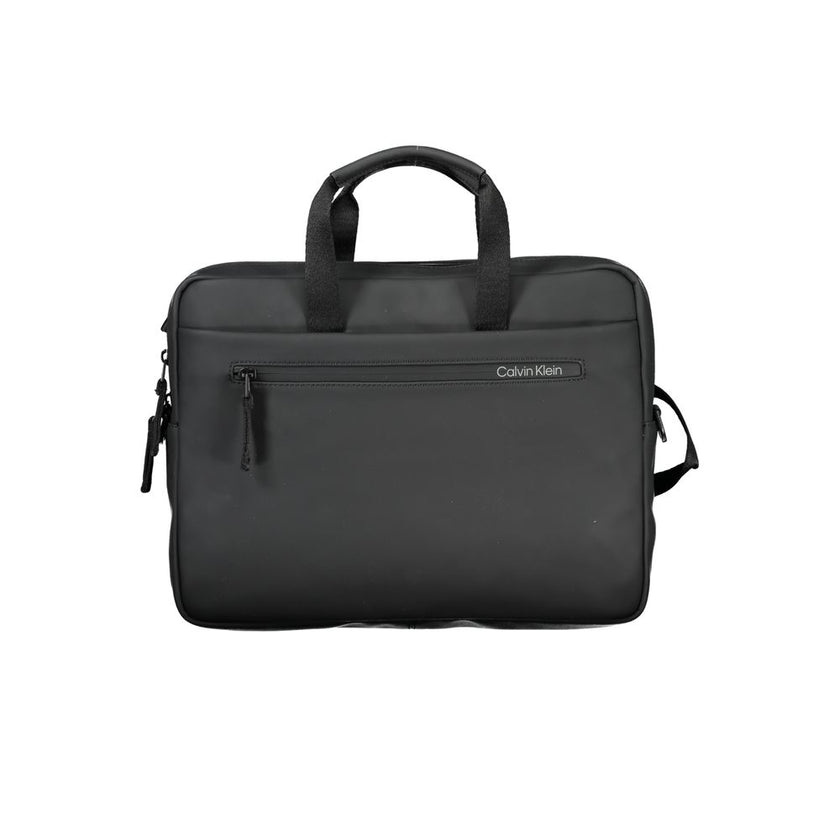 Black Polyester AccessoryBRIEFCASE CONVERTIBLE INTO A BACKPACK, 2 HANDLES, ADJUSTABLE AND REMOVABLE SHOULDER STRAP, 1 HANDLE, ADJUSTABLE STRAPS, 3 EXTERNAL POCKETS, 1 INTERNAL COMPARTMENT FOR LAP-TOP HOLDER, PEN HOLDER SPACES, CONTRASTING DETAILS, ZIP CLO