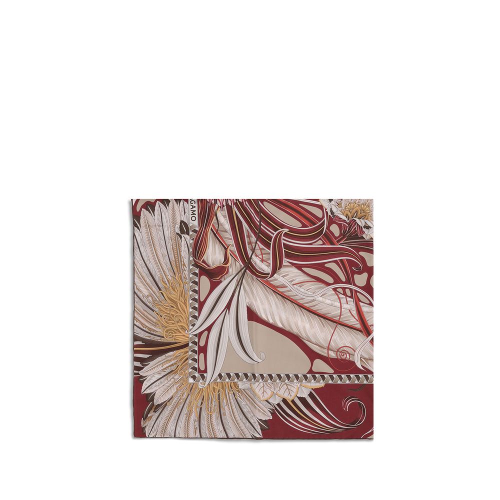 Multicolor Silk ScarfGiada print silk Scarf by Ferragamo combines elegance and tradition. Made of pure silk, it features a multicolored print that mixes butterflies and flowers with geometric borders on one side and sinuous foliage on the other. Finished