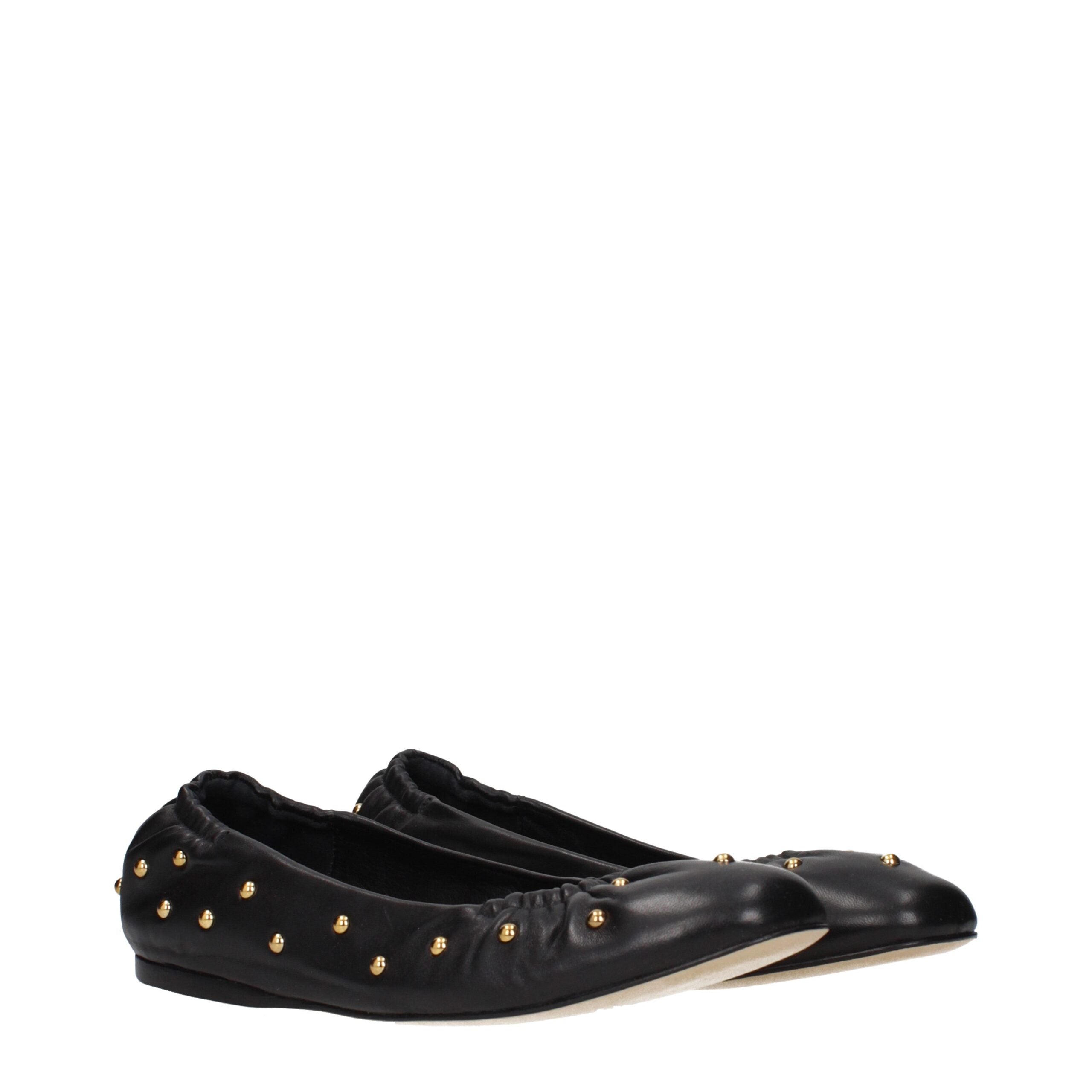 Schwarze Ballerinas aus Leder mit Nieten