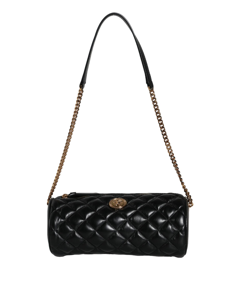 Black Mini Quilted Lambskin Leather Crossbody Sling Borse BagVERSACE Absolutely stunning, 100% Authentic brand new Versace bag. Brand logo, solid color, crossbody strap, and zipper fastening.Model: Crossbody bagColor: BlackMaterial: AOS 100%, 60% Cotton,