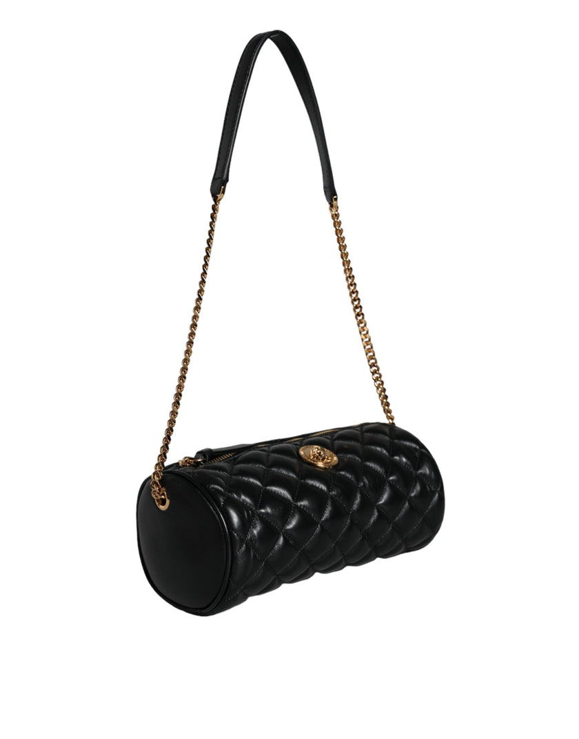Black Mini Quilted Lambskin Leather Crossbody Sling Borse BagVERSACE Absolutely stunning, 100% Authentic brand new Versace bag. Brand logo, solid color, crossbody strap, and zipper fastening.Model: Crossbody bagColor: BlackMaterial: AOS 100%, 60% Cotton,