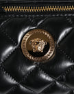 Black Mini Quilted Lambskin Leather Crossbody Sling Borse BagVERSACE Absolutely stunning, 100% Authentic brand new Versace bag. Brand logo, solid color, crossbody strap, and zipper fastening.Model: Crossbody bagColor: BlackMaterial: AOS 100%, 60% Cotton,
