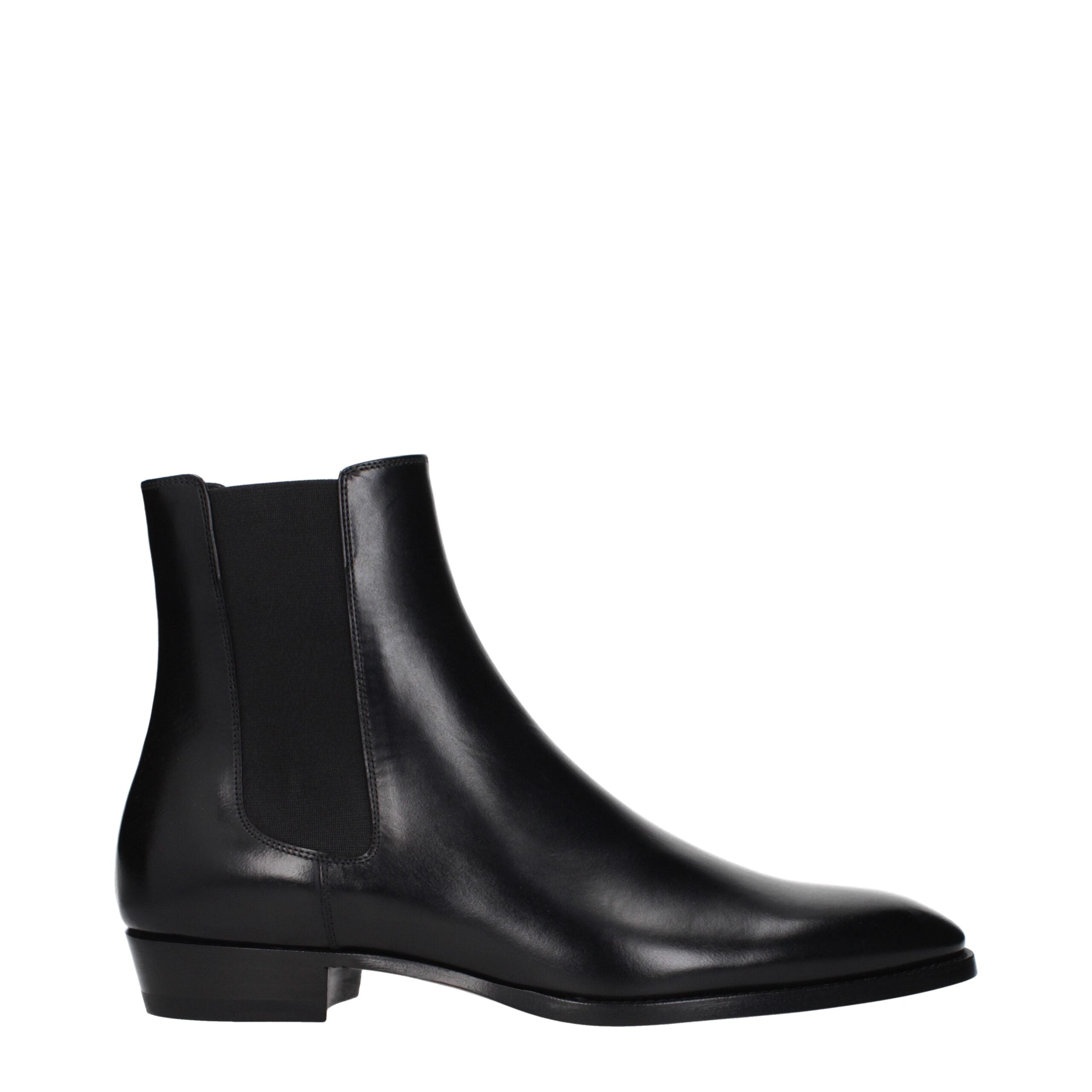 Schwarze Leder Stiefeletten mit spitzer Kappe von Celine