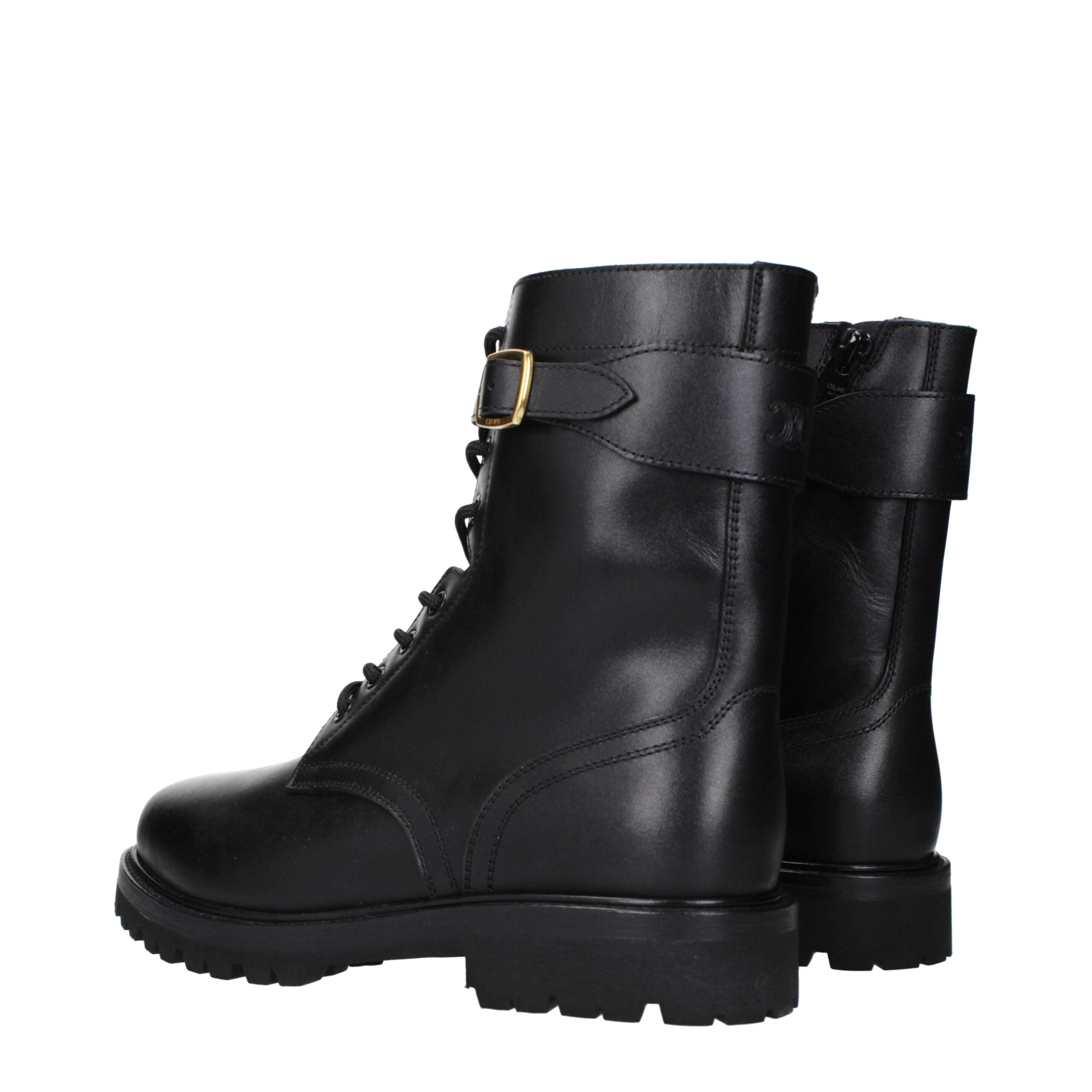 Black Leather Ankle BootsDescription: The product with MPN 356763882C38NO and code F84771 leather in black is a ankle boots designed by Celine. It has features like side logo, back logo. Additional Info: Closing type: Zip Closure Shoe sole: Rubber Heel he