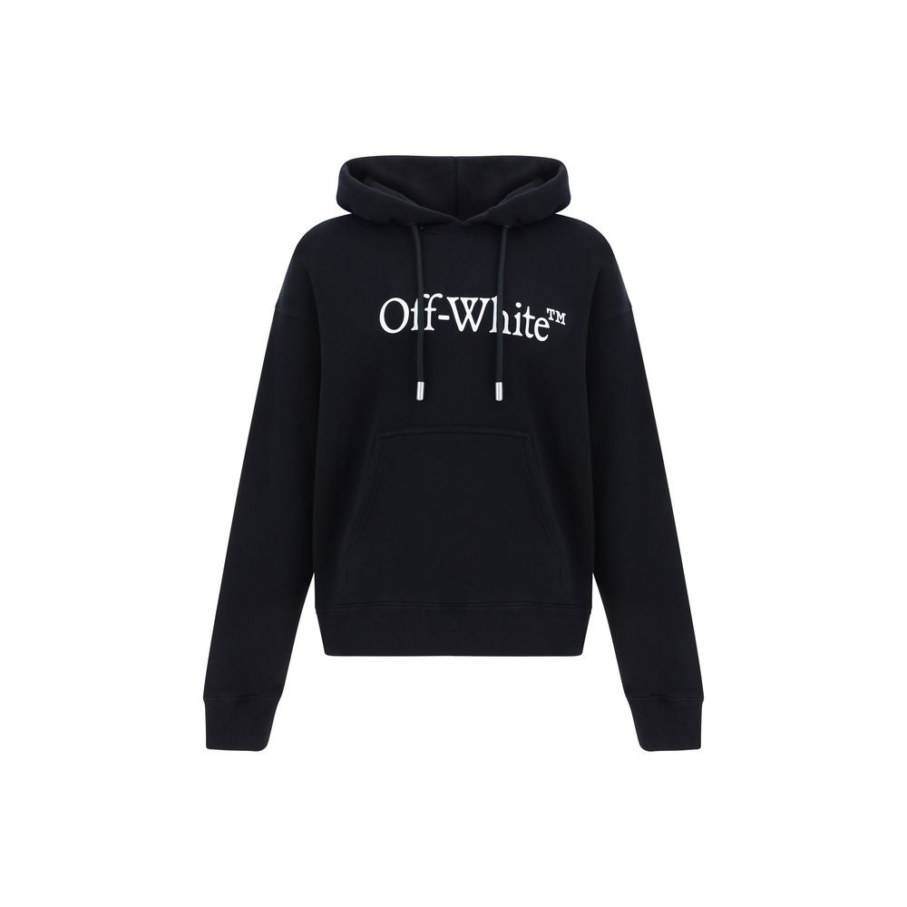 Black Cotton SweatshirtCotton Big Bookish Skate Hoodie by Off-White, features hood with adjustable drawstring, ribbed cuffs, ribbed hem, front kangaroo pocket, iconic brand monogram printed in contrasting color on front, regular fit. Season: AW25 Composit