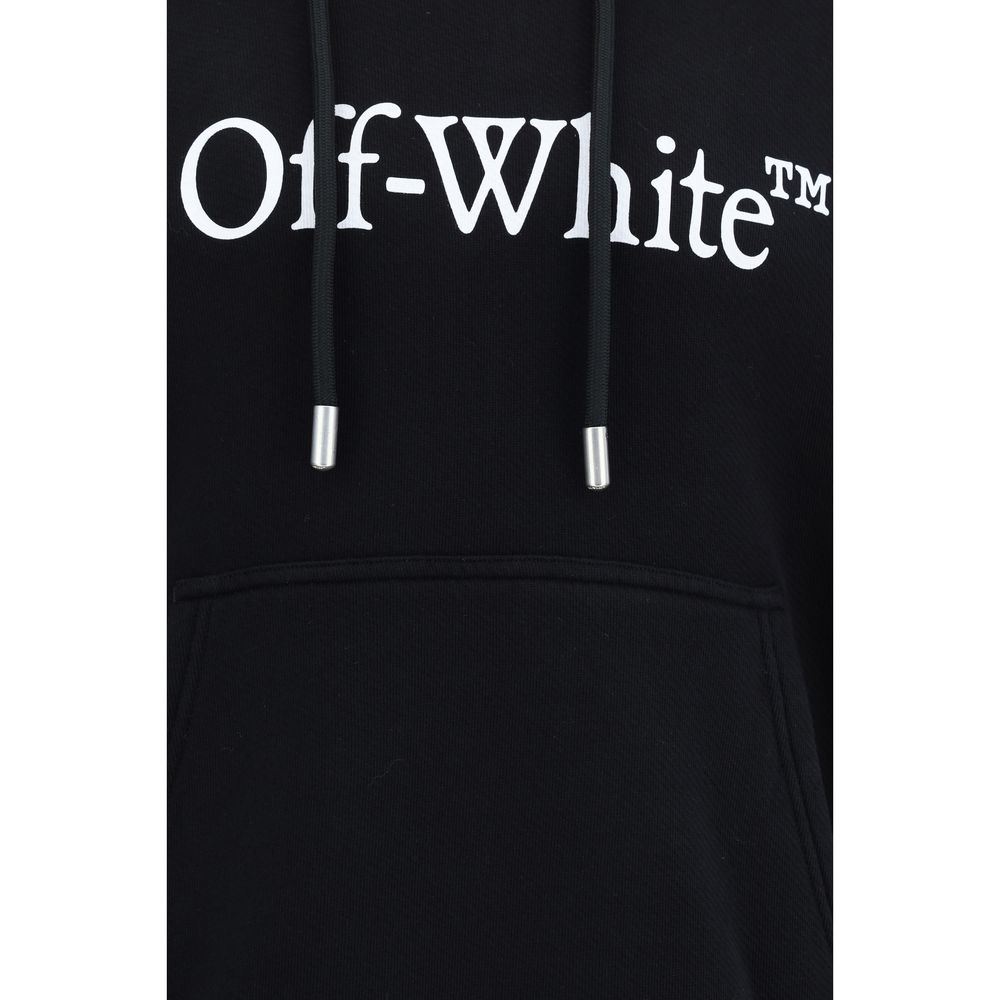 Black Cotton SweatshirtCotton Big Bookish Skate Hoodie by Off-White, features hood with adjustable drawstring, ribbed cuffs, ribbed hem, front kangaroo pocket, iconic brand monogram printed in contrasting color on front, regular fit. Season: AW25 Composit