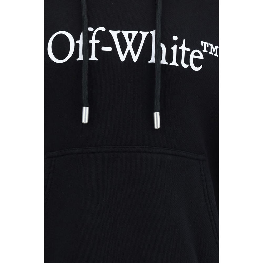 Black Cotton SweatshirtCotton Big Bookish Skate Hoodie by Off-White, features hood with adjustable drawstring, ribbed cuffs, ribbed hem, front kangaroo pocket, iconic brand monogram printed in contrasting color on front, regular fit. Season: AW25 Composit