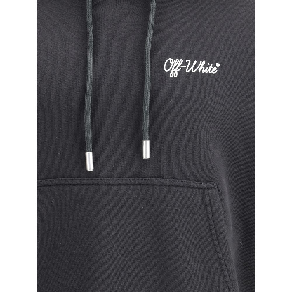 Black Cotton SweatshirtCotton Script Skate Hoodie by Off-White combines comfort and style with its large, drawstring-adjustable hood, ideal for adapting to a variety of needs. The kangaroo pocket on the front panel adds functionality to the design, while