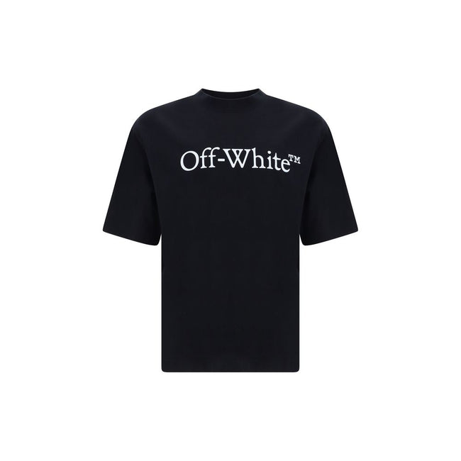 Black Cotton T-ShirtCotton Big Bookish Skate T-Shirt by Off-White, features ribbed crew neck, contrasting iconic brand monogram on front, monochrome pattern, regular fit. Season: AW25 Composition: 100% Cotton MADE IN PORTUGALBlack Cotton T-Shirt${tagsOff-